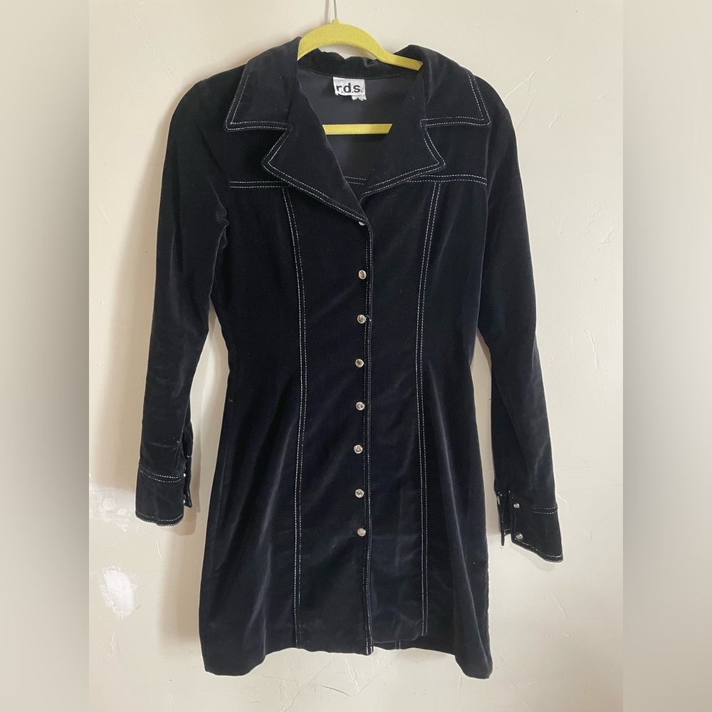 Western cut Velvet black dress